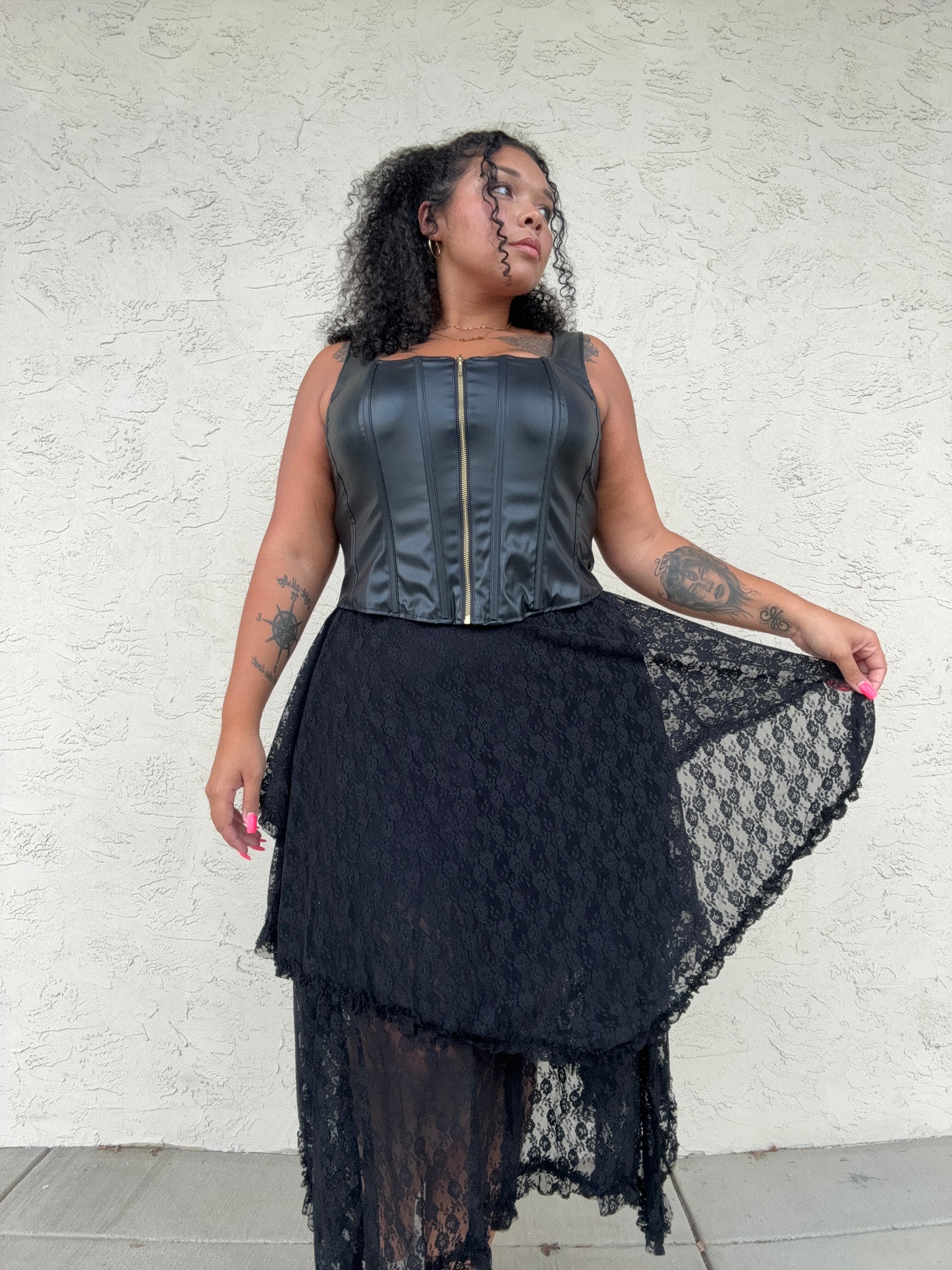 LACE TIER MIDI SKIRT