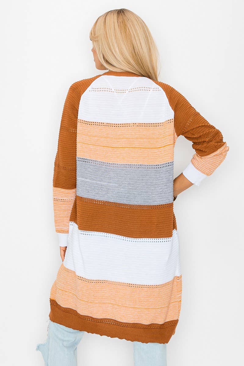 Color block Long Sleeve Cardigan