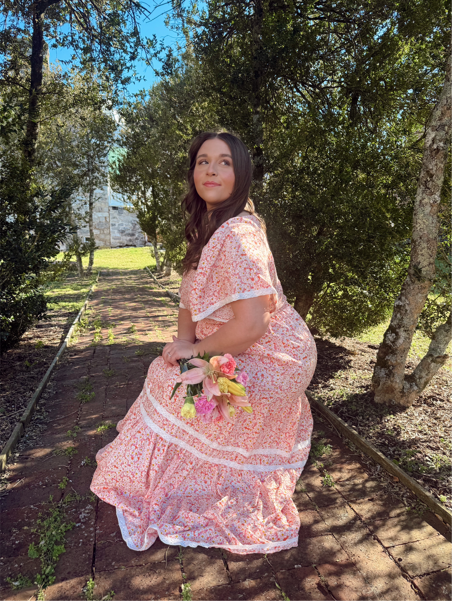 Smocked Flutter Sleeve Maxi Dress