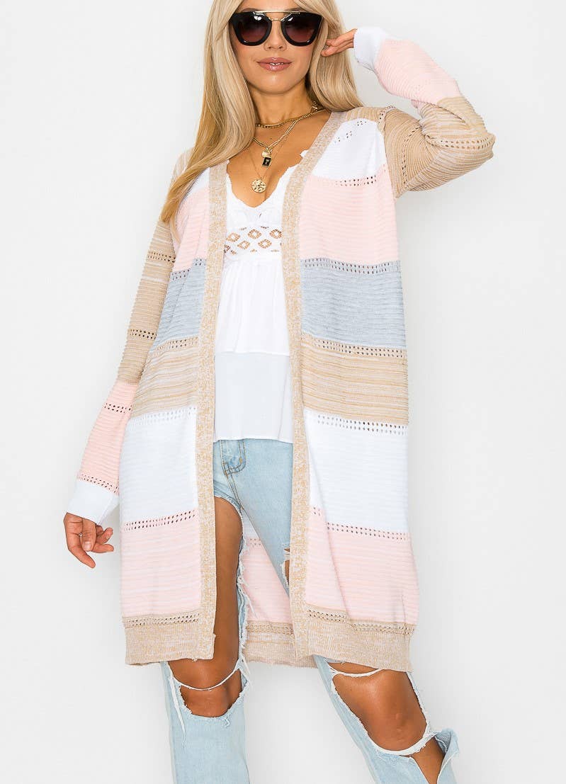Color block Long Sleeve Cardigan