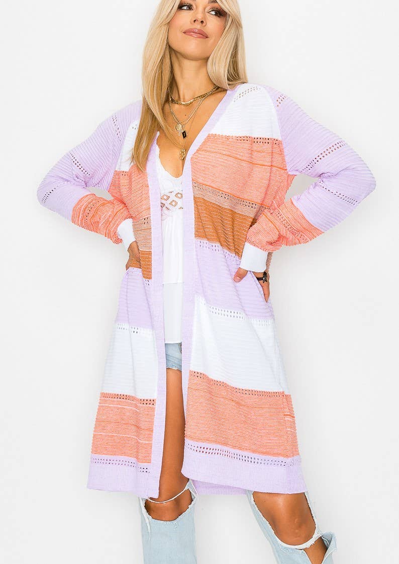 Color block Long Sleeve Cardigan