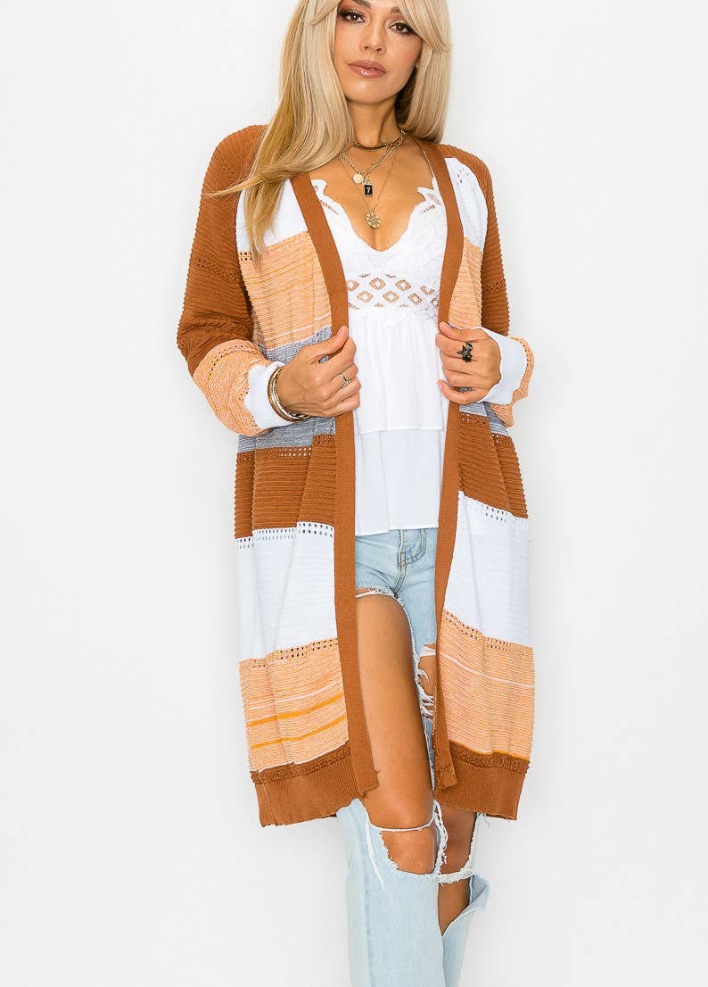 Color block Long Sleeve Cardigan