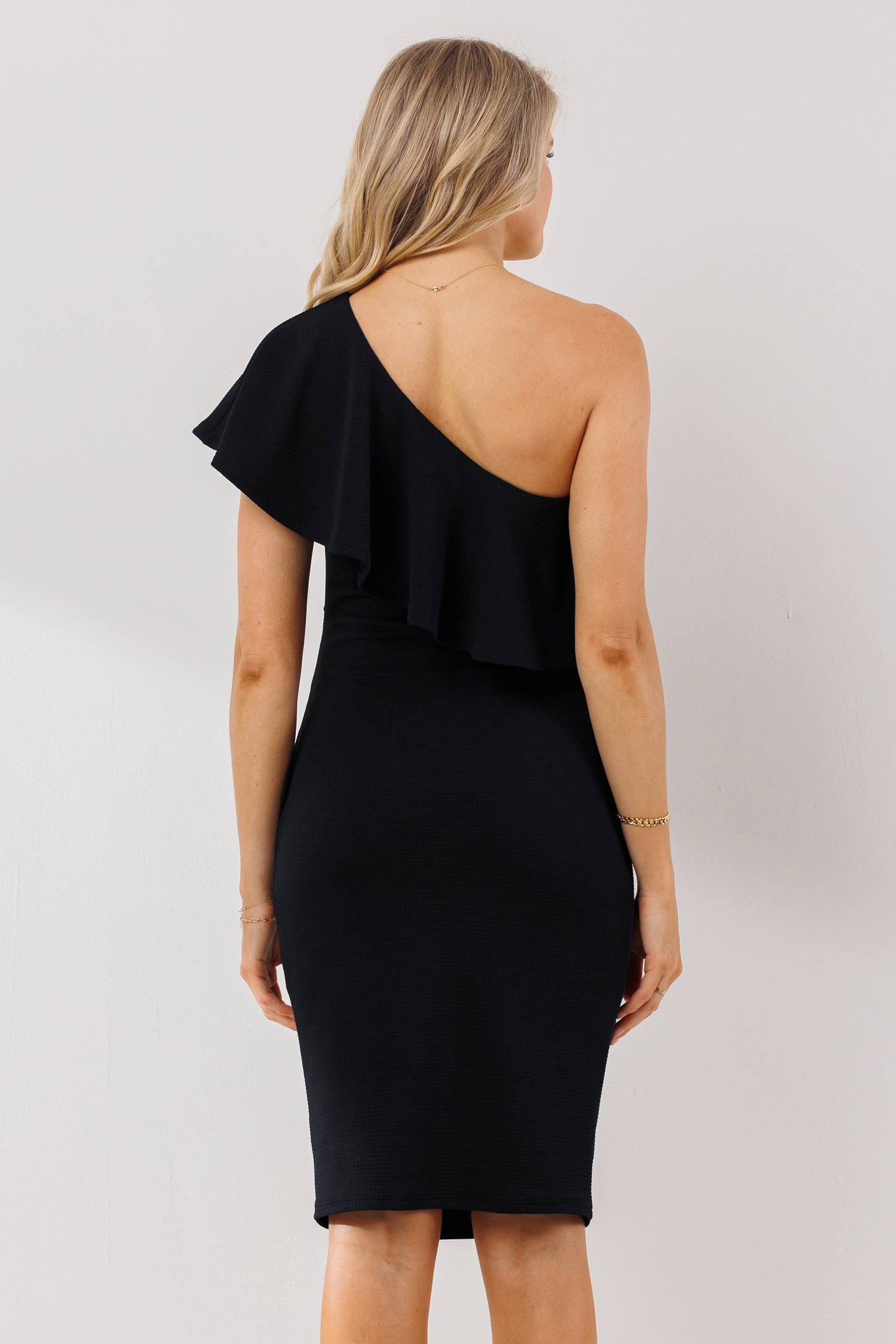 Ruffled One Shoulder Maternity Bodycon Dress