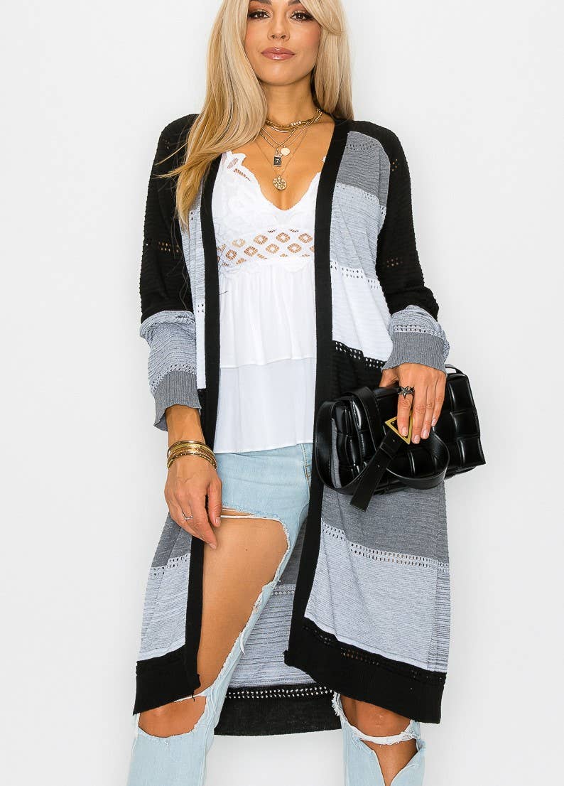 Color block Long Sleeve Cardigan