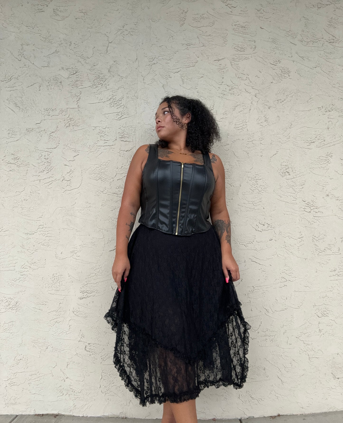 LACE TIER MIDI SKIRT