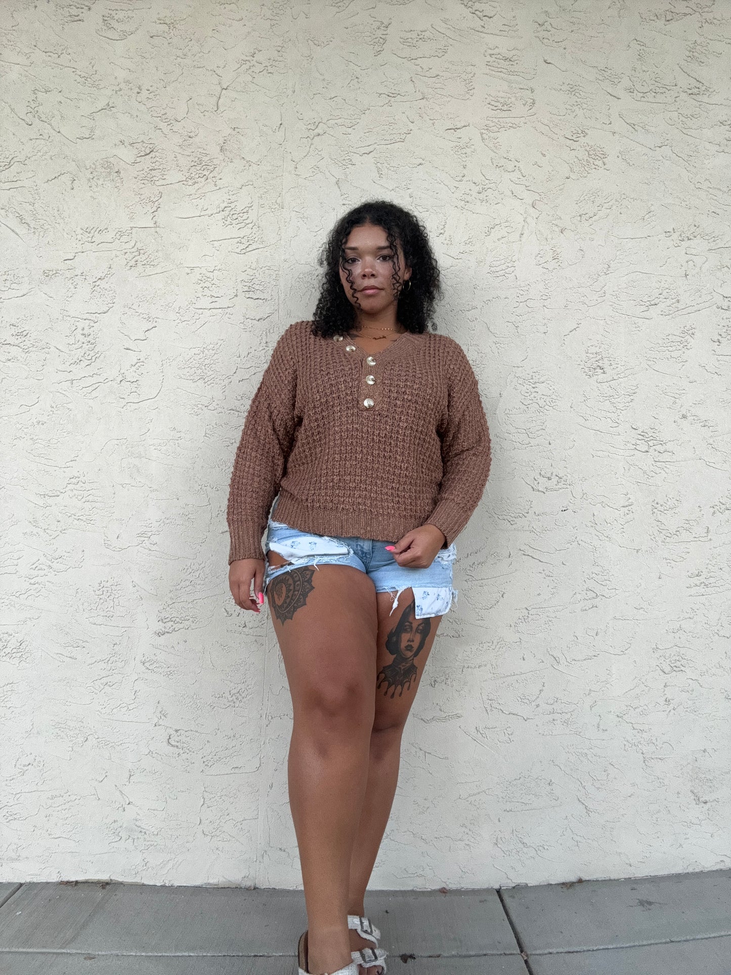 THERMAL HENELY SWEATER TOP