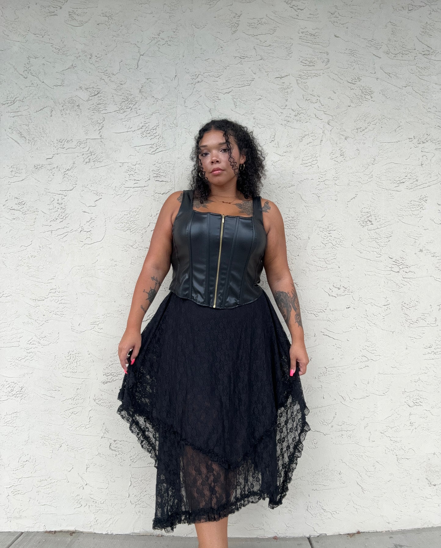 LACE TIER MIDI SKIRT