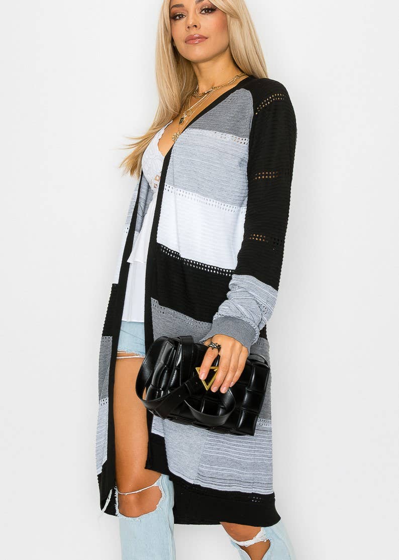 Color block Long Sleeve Cardigan