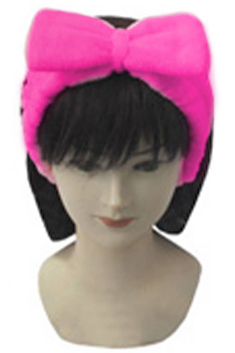 Big Bowtie Fuzzy Spa Headband Scrunchie