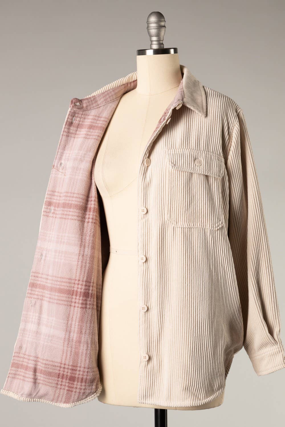 I-FS8208-Reversible corduroy button down jacket
