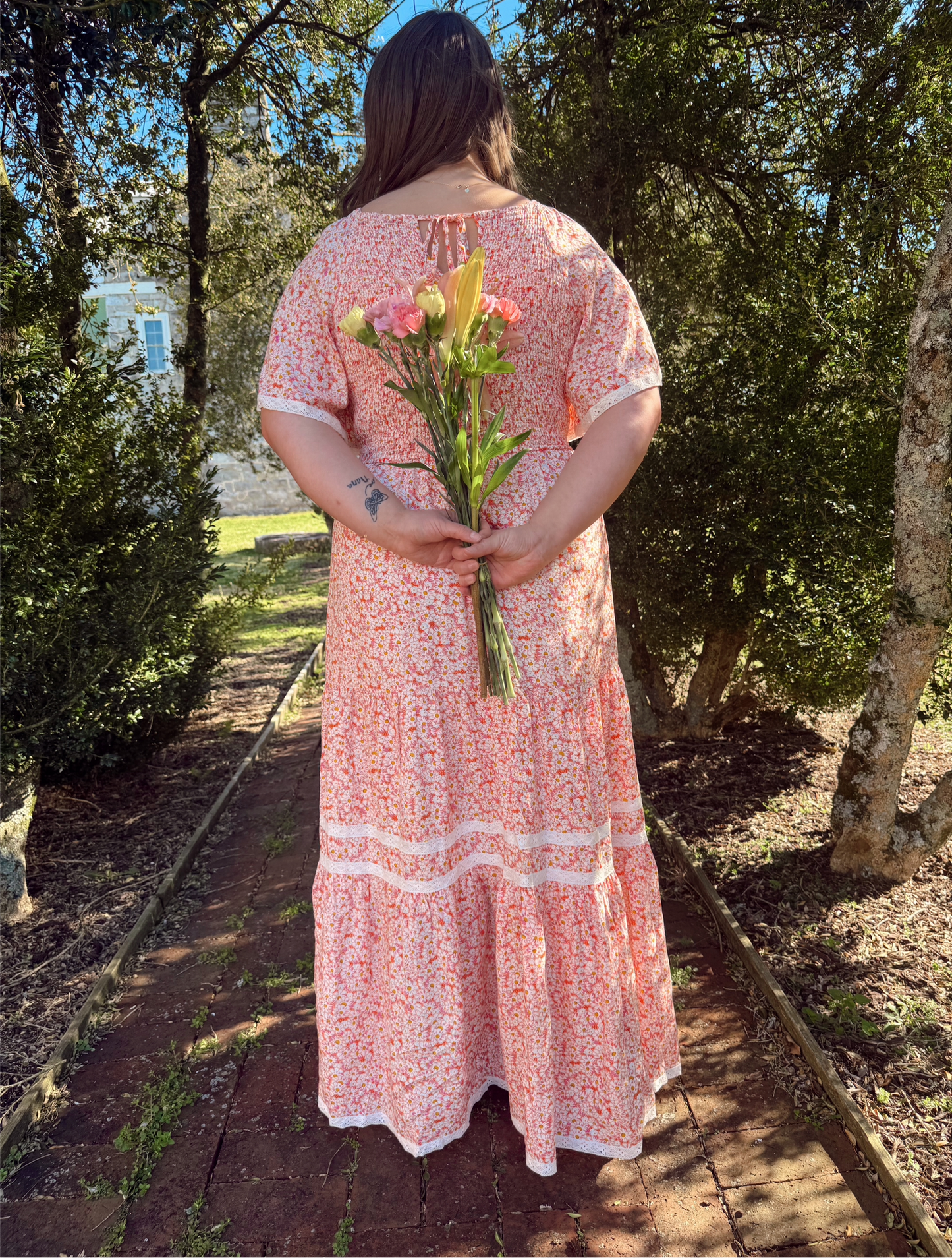 Smocked Flutter Sleeve Maxi Dress