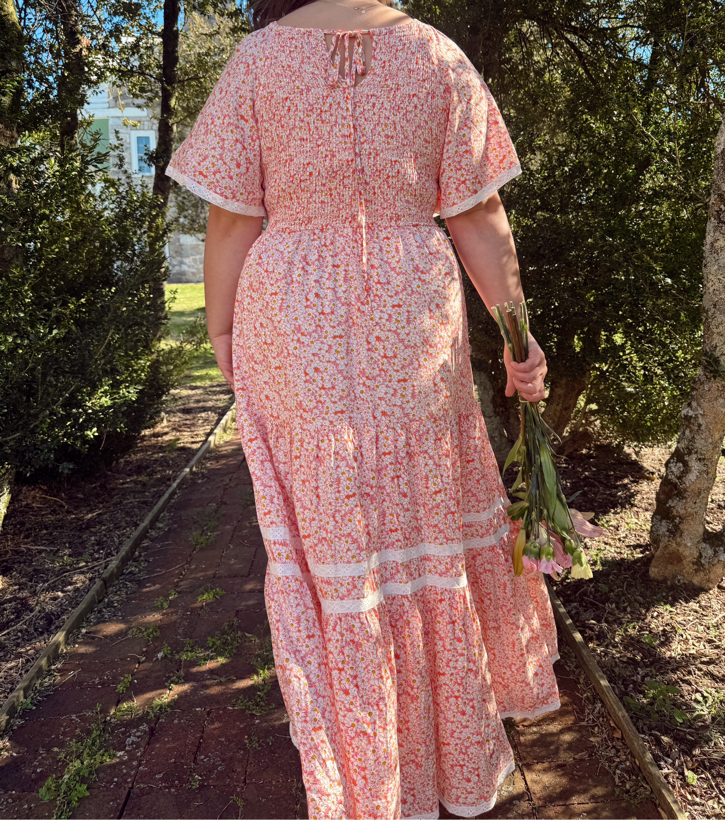 Smocked Flutter Sleeve Maxi Dress