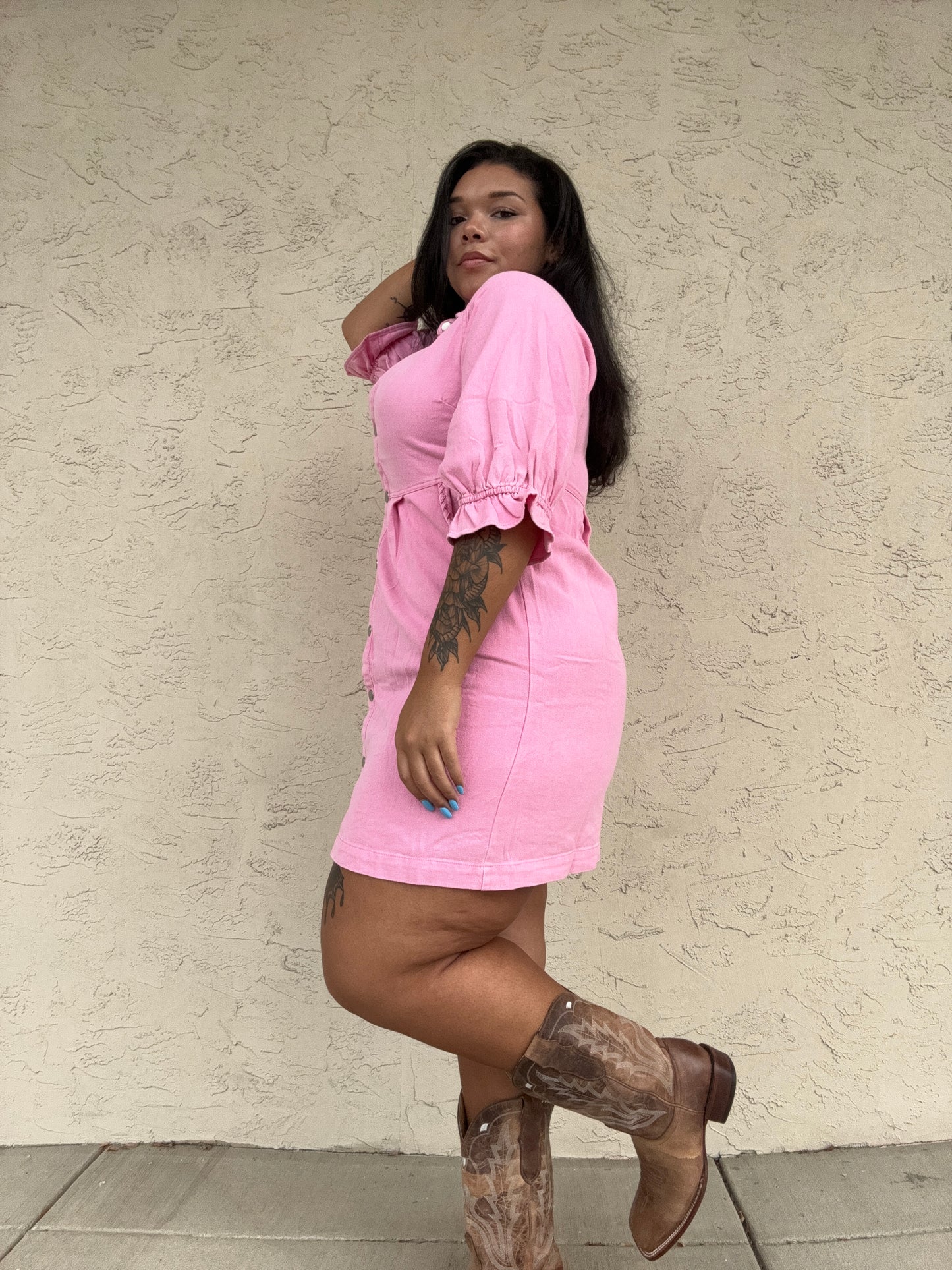 Washed Color Denim Dress