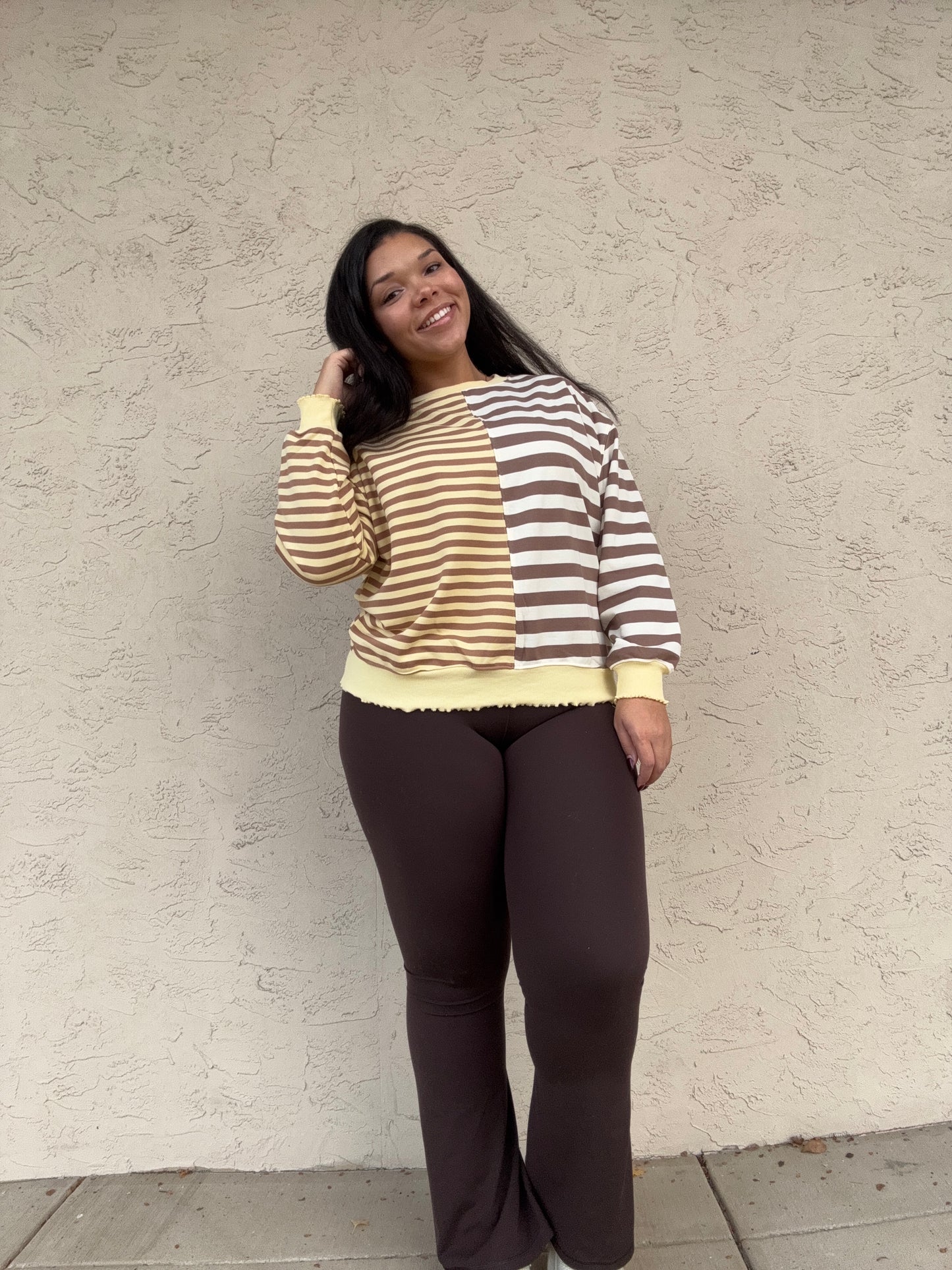 Contrast Striped French Terry Top
