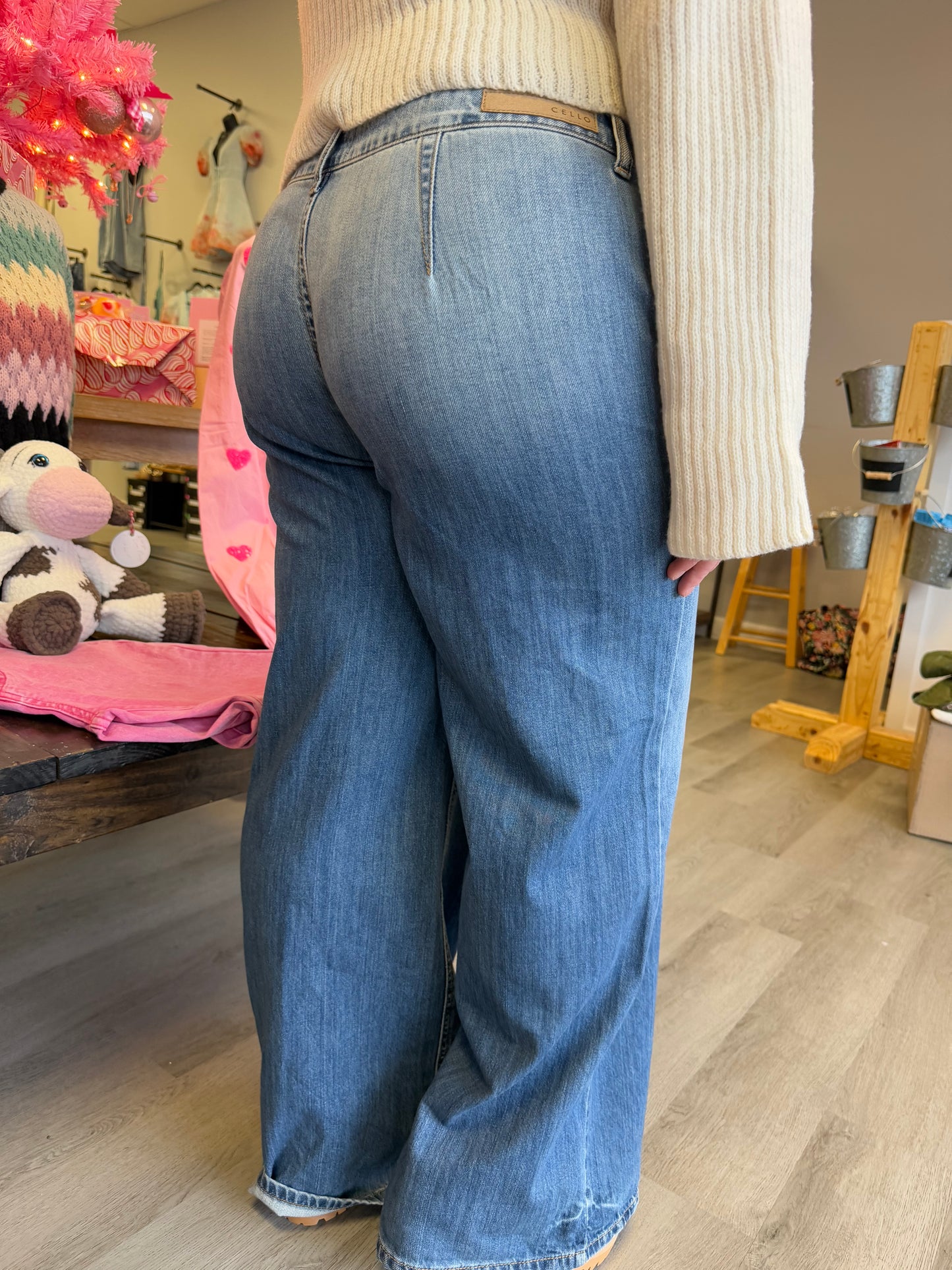 Wide Leg Denim with Corset Waistband