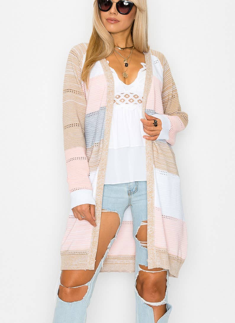 Color block Long Sleeve Cardigan