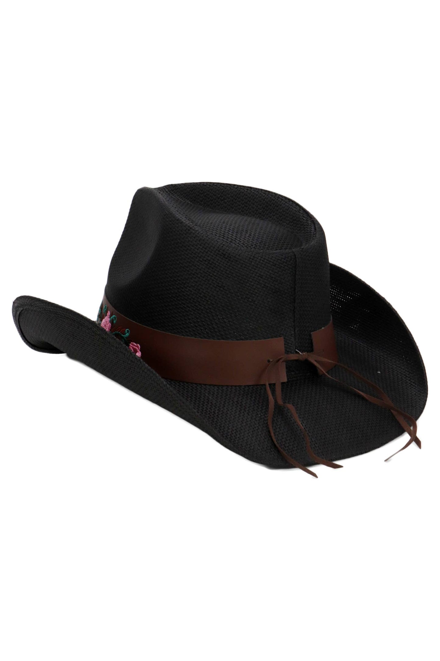 Pink Rose Concho Belt Ombre Straw Cowboy Hat