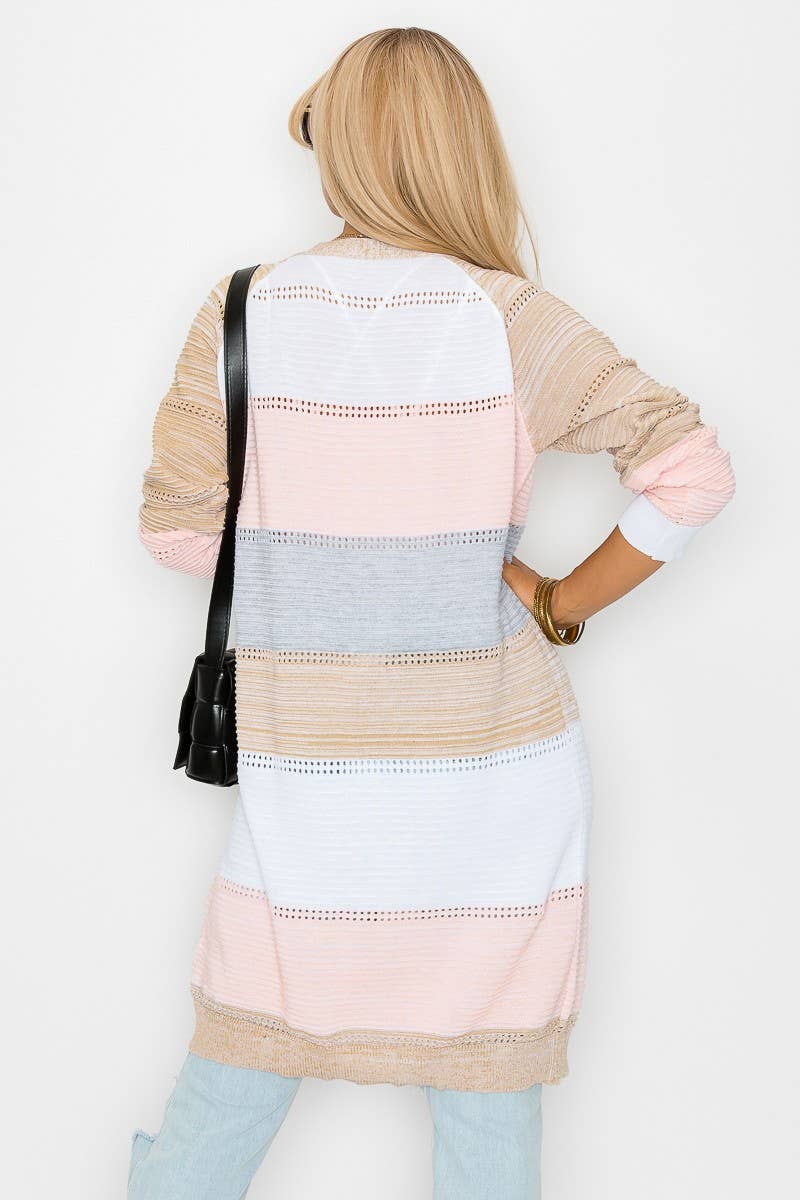 Color block Long Sleeve Cardigan