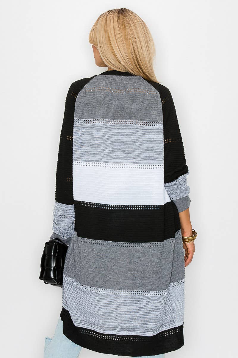 Color block Long Sleeve Cardigan