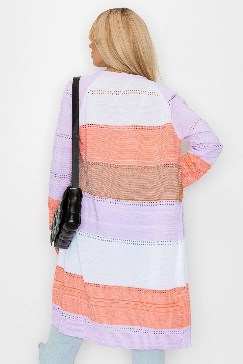 Color block Long Sleeve Cardigan