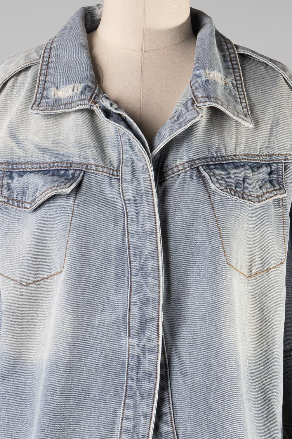 FSJ1002L-STK Long Sleeve Ragged Denim Jacket 6PK