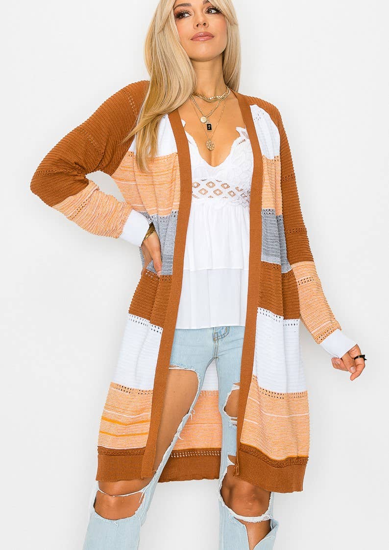 Color block Long Sleeve Cardigan