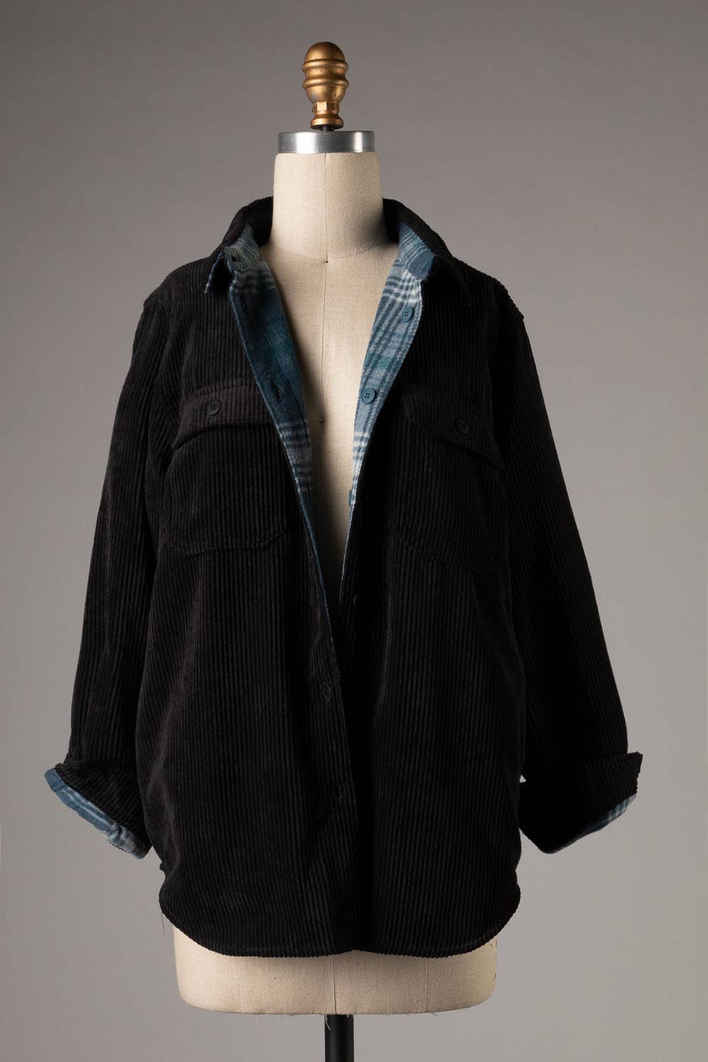 I-FS8208-Reversible corduroy button down jacket