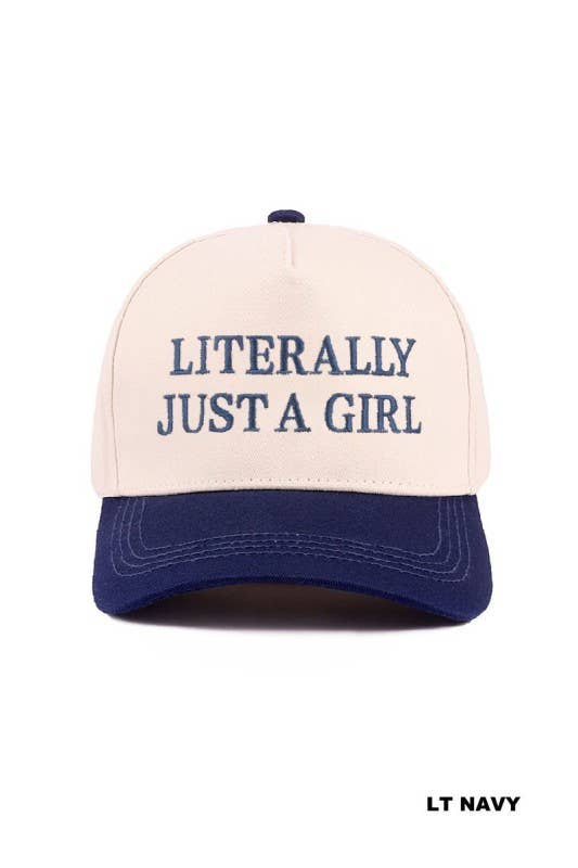 Literally Just A Girl Two Tone Canvas Cotton Cap