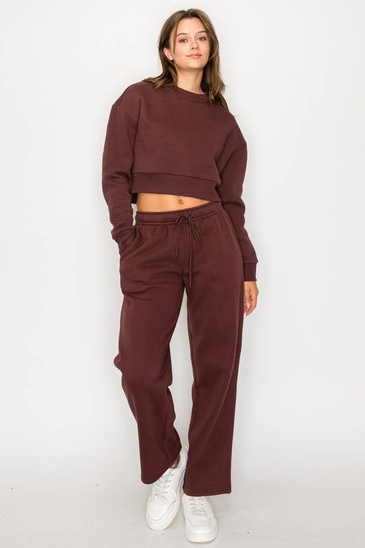 Cropped Fleece Crewneck Sweatshirt