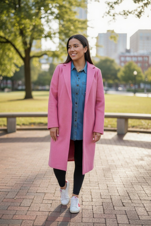 Juliette Pink Mid-Length Coat