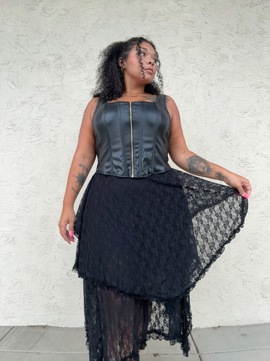 LACE TIER MIDI SKIRT