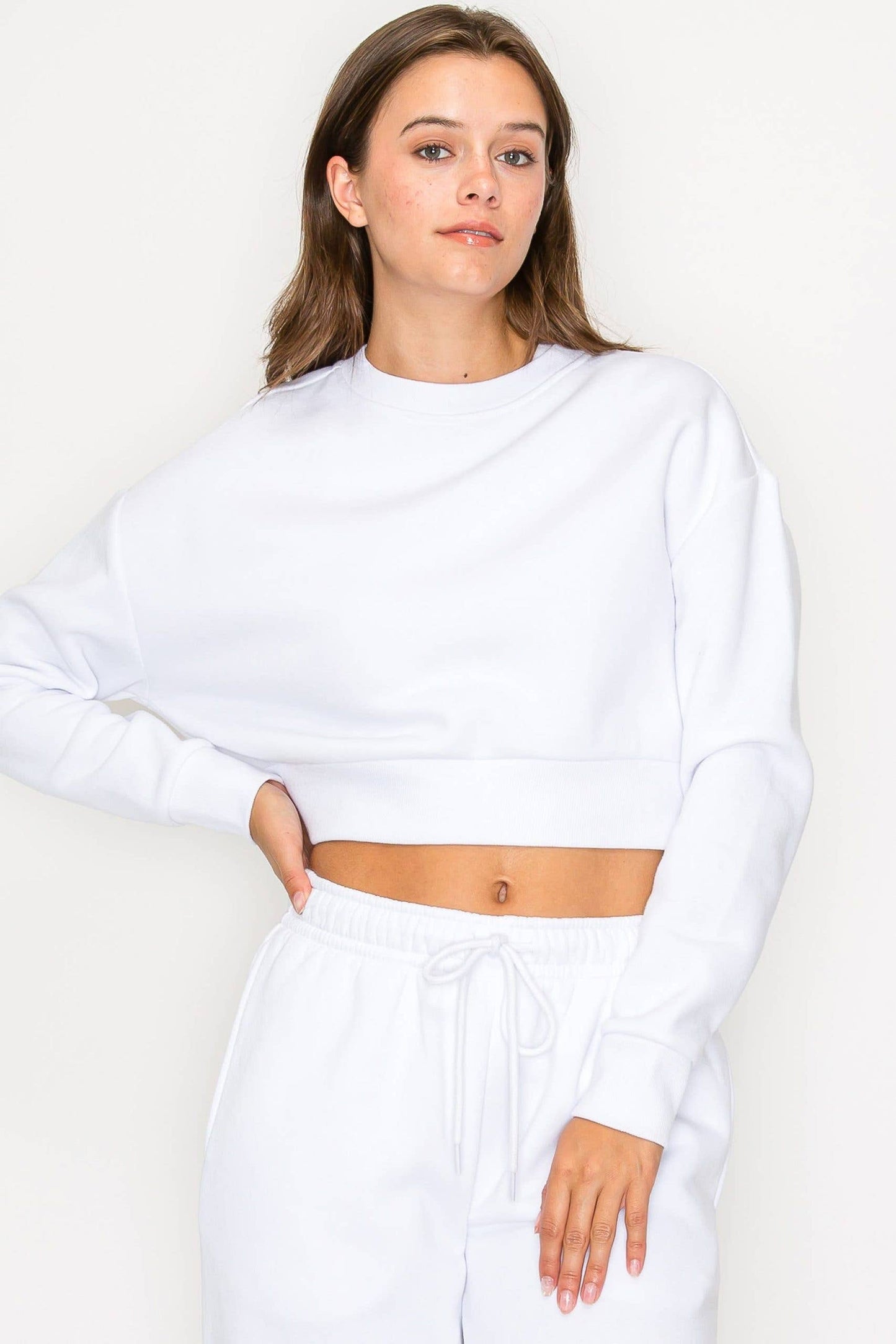 Cropped Fleece Crewneck Sweatshirt