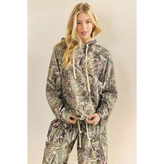 Soft Camo and Floral Hoodie