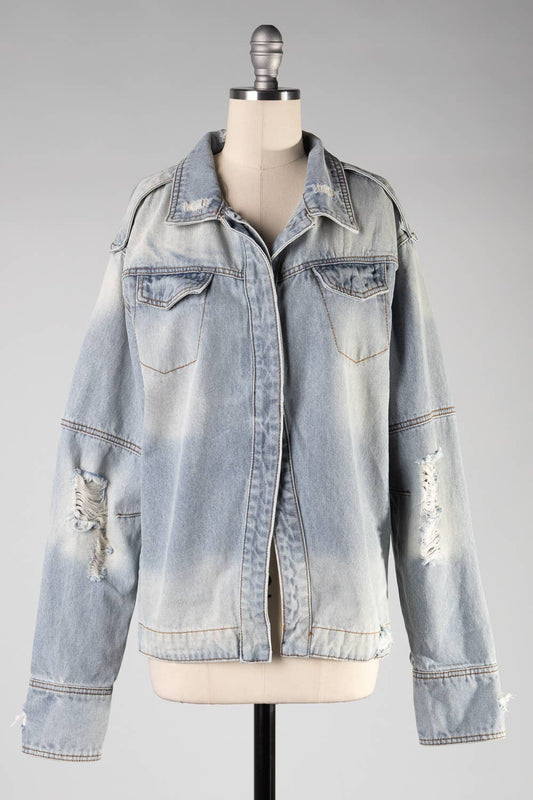 FSJ1002L-STK Long Sleeve Ragged Denim Jacket 6PK
