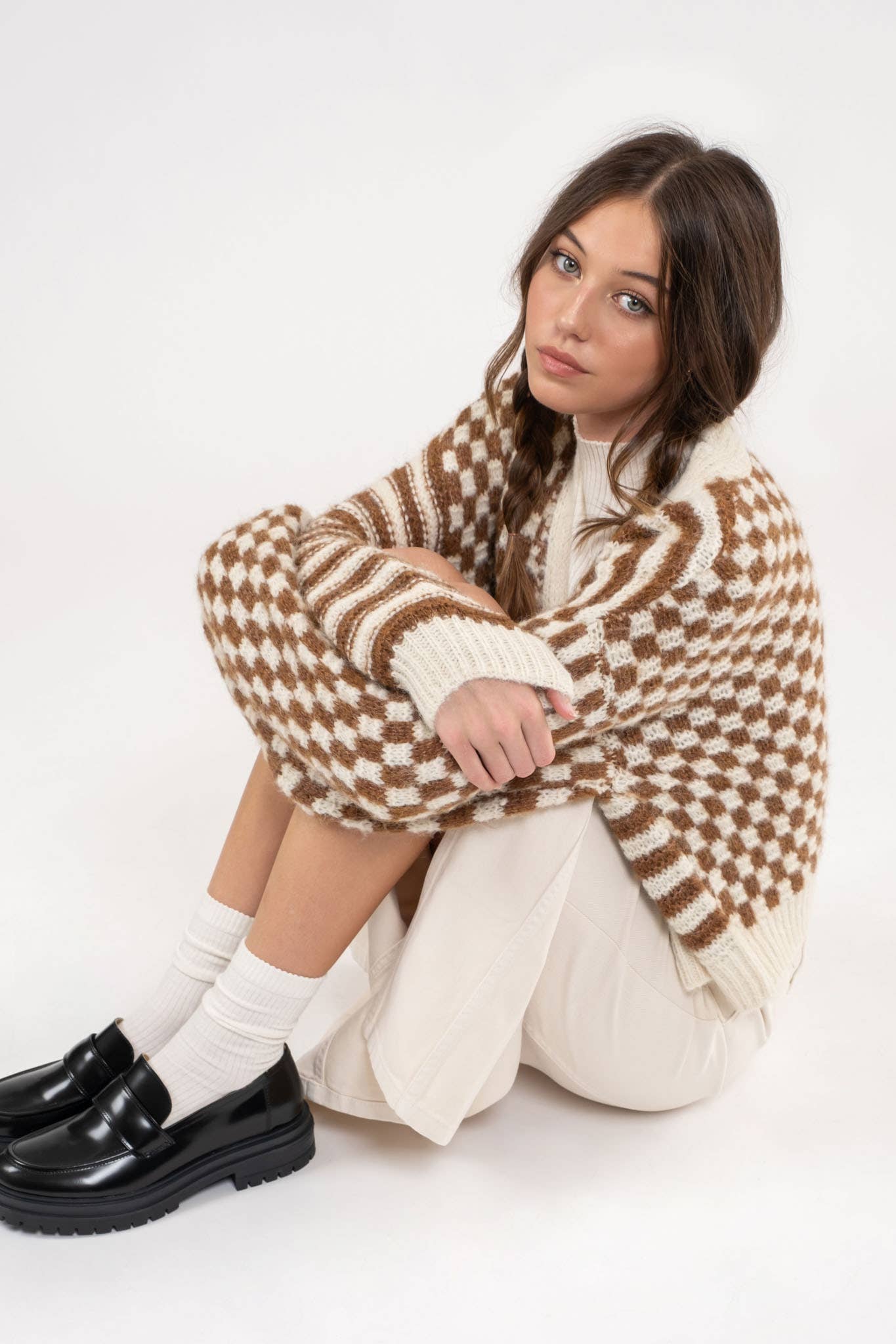 DROP SHOULDER KNIT CARDIGAN