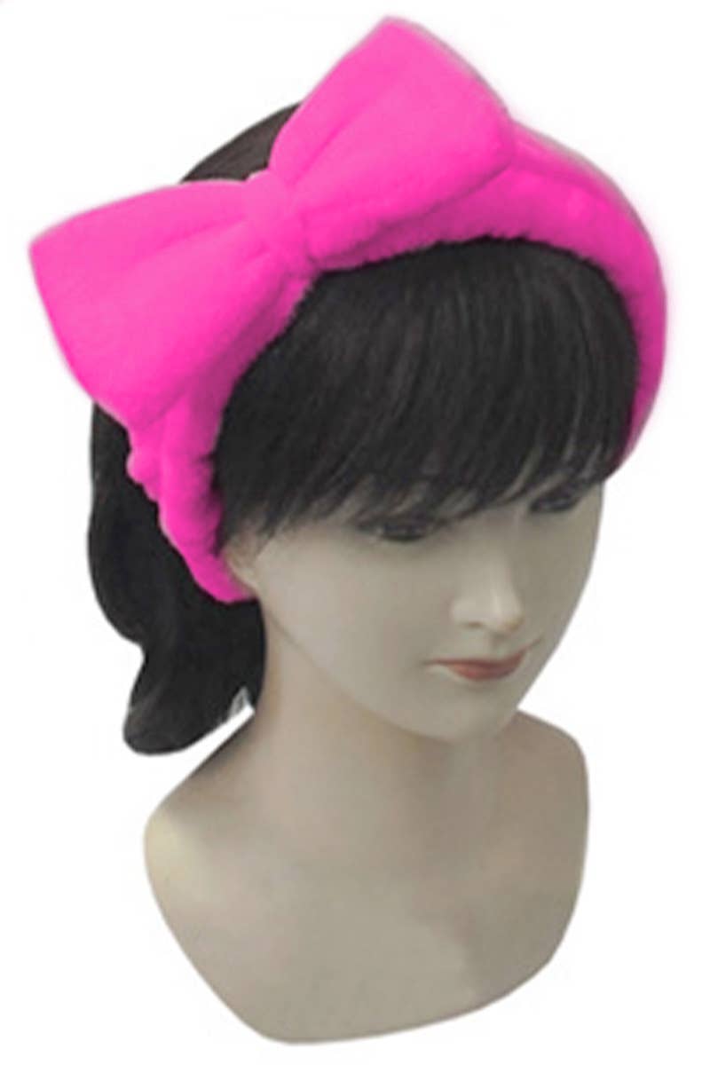 Big Bowtie Fuzzy Spa Headband Scrunchie