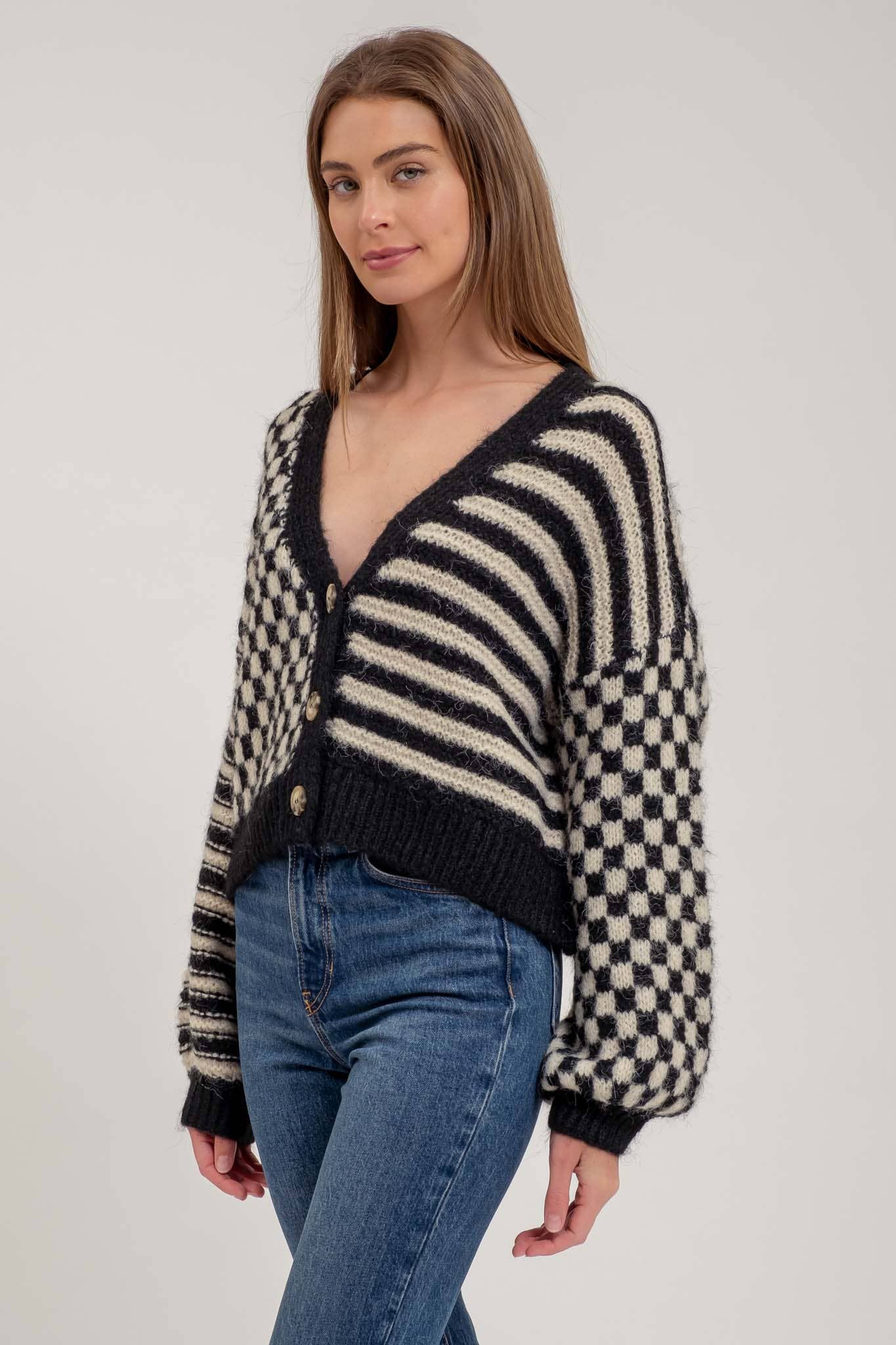 DROP SHOULDER KNIT CARDIGAN