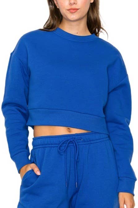 Cropped Fleece Crewneck Sweatshirt