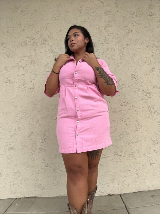 Washed Color Denim Dress