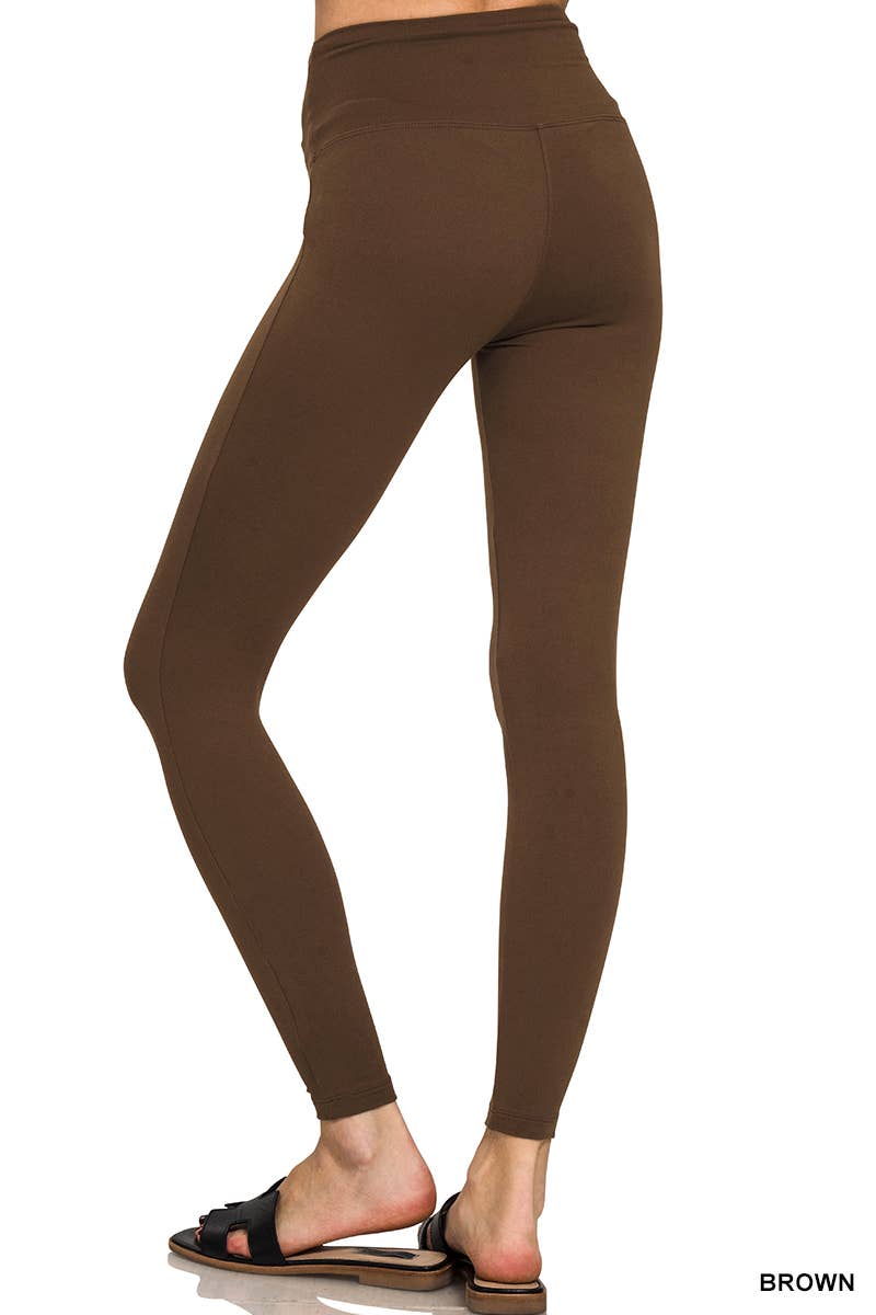 Brushed Microfiber Wide Waistband Leggings