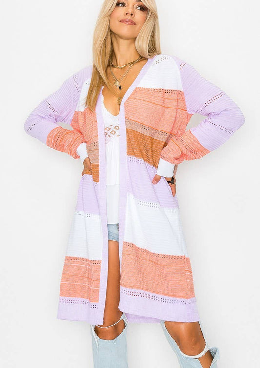 Color block Long Sleeve Cardigan