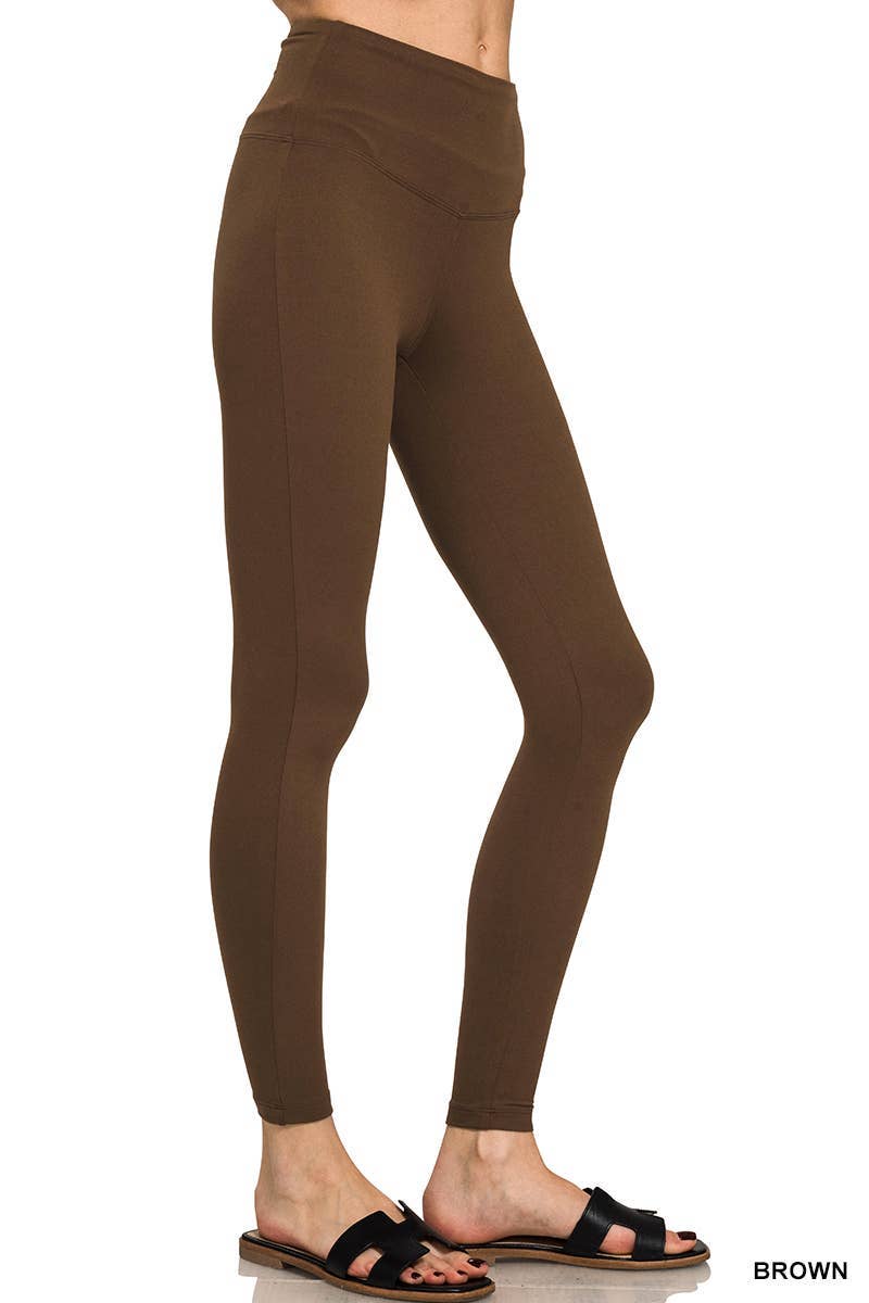 Brushed Microfiber Wide Waistband Leggings