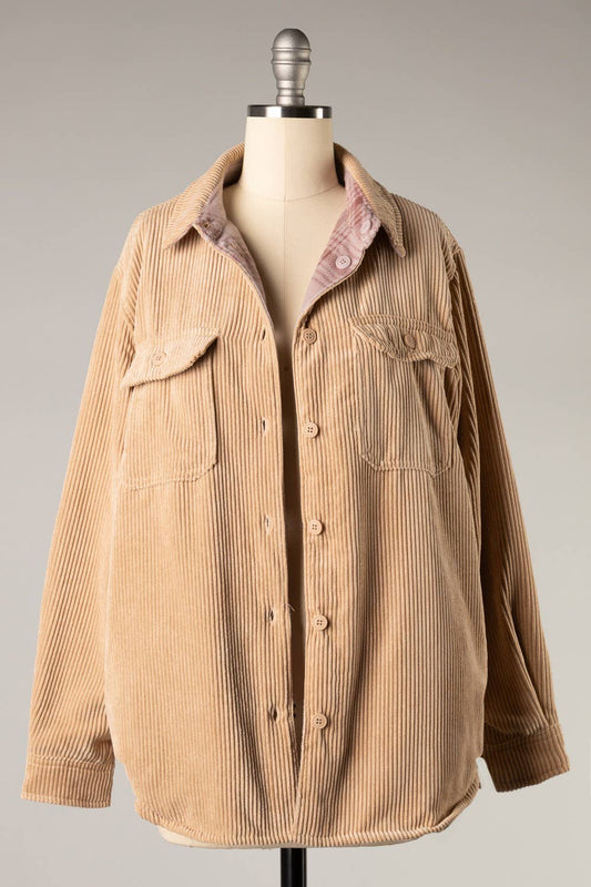 I-FS8208-Reversible corduroy button down jacket