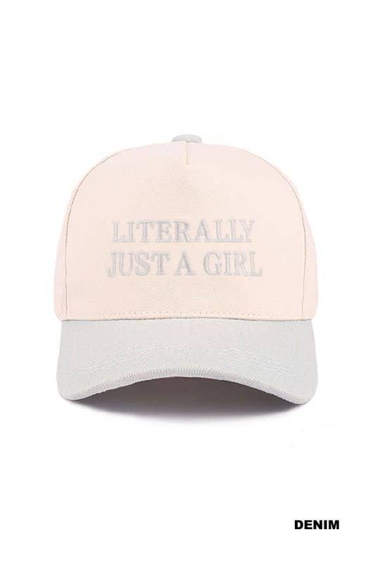Literally Just A Girl Two Tone Canvas Cotton Cap