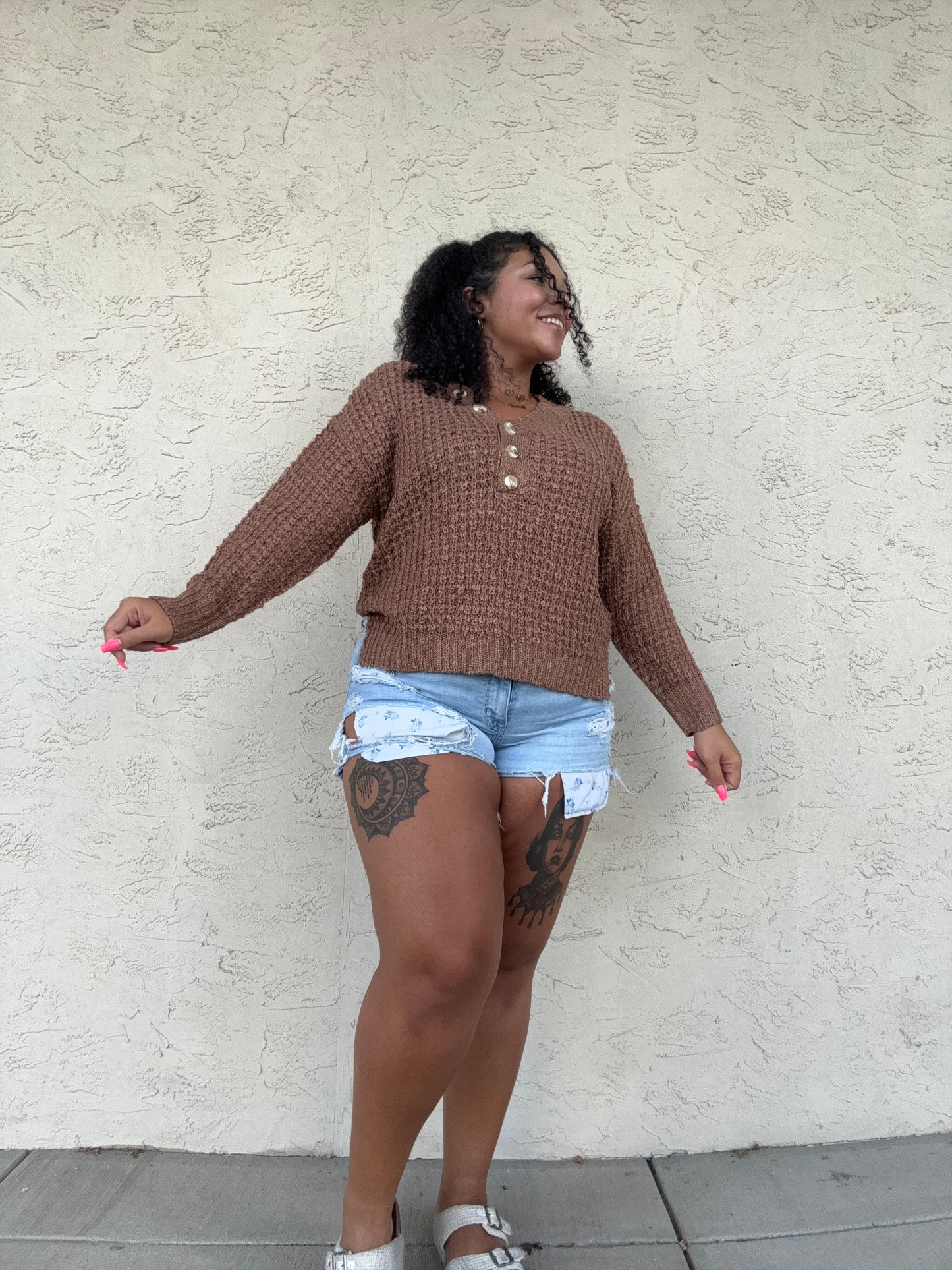 THERMAL HENELY SWEATER TOP
