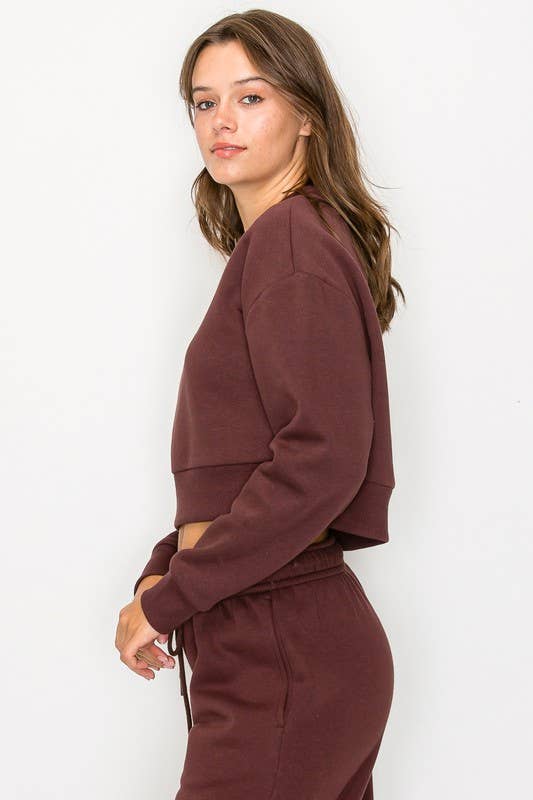 Cropped Fleece Crewneck Sweatshirt