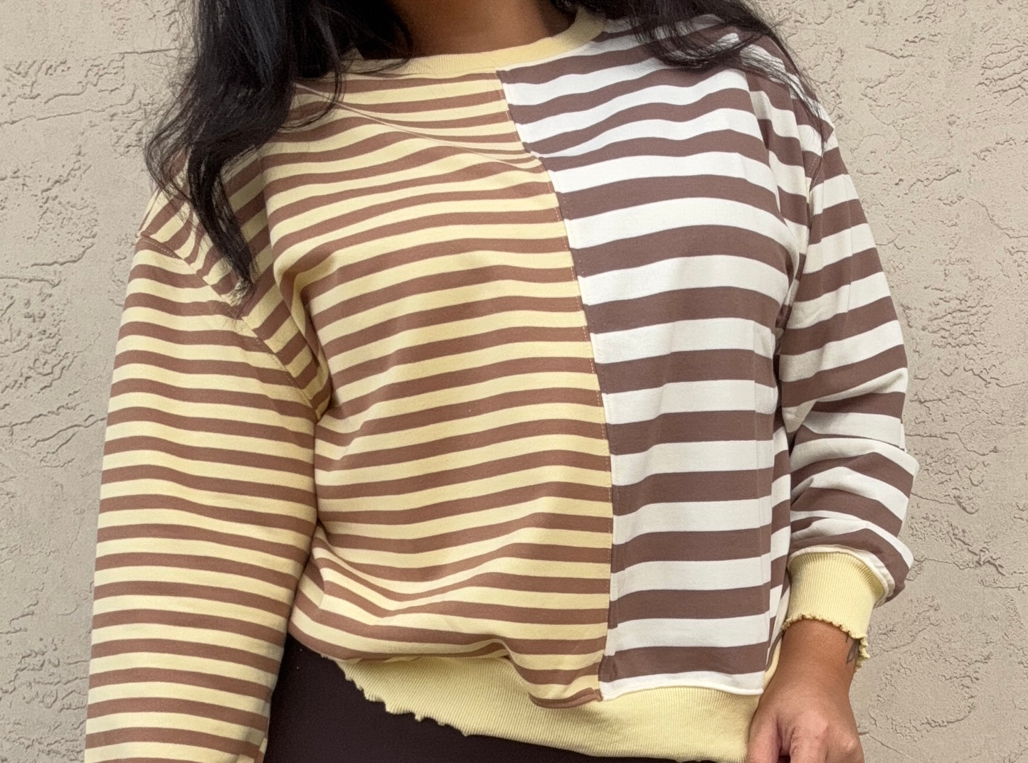 Contrast Striped French Terry Top