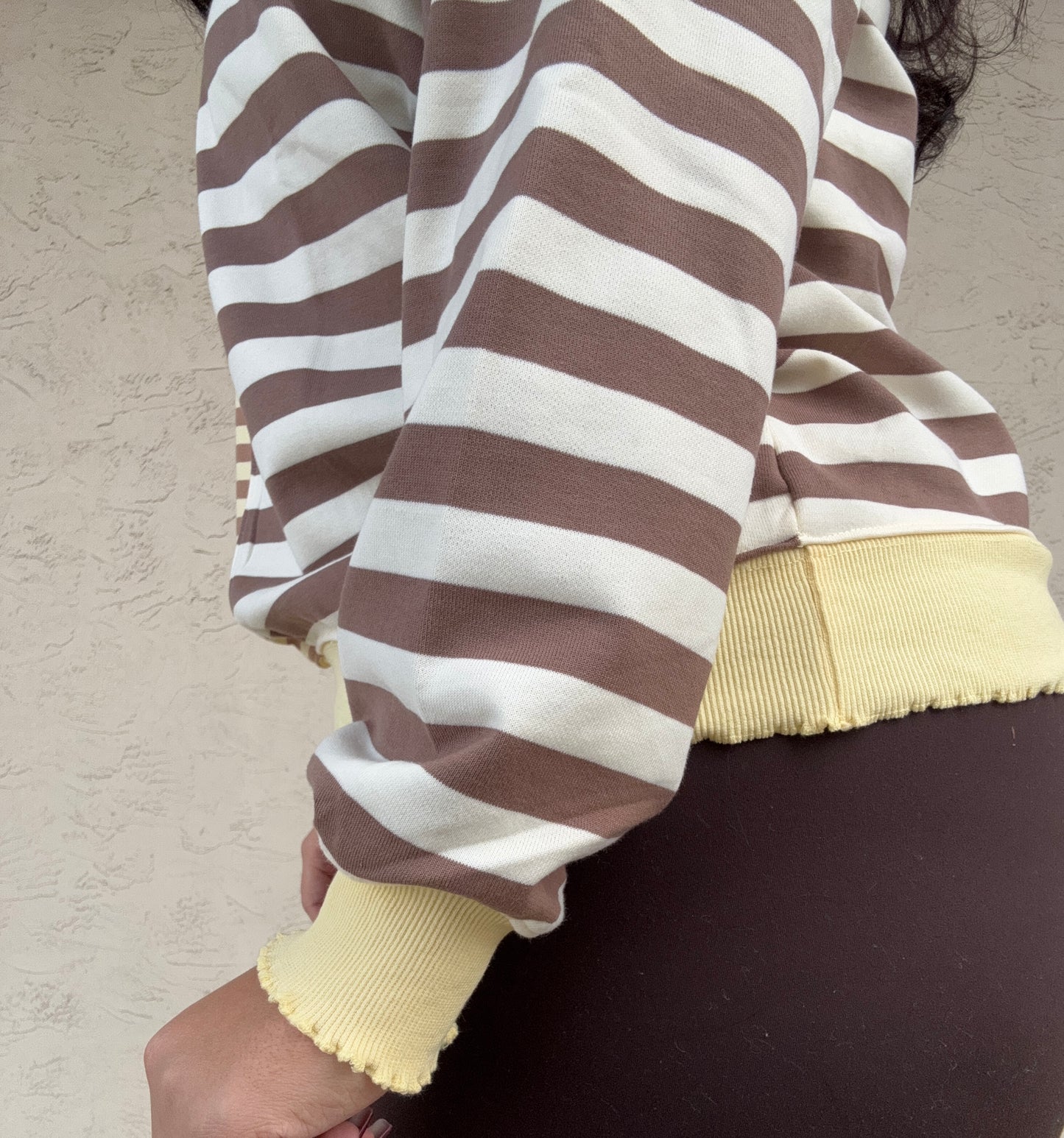 Contrast Striped French Terry Top