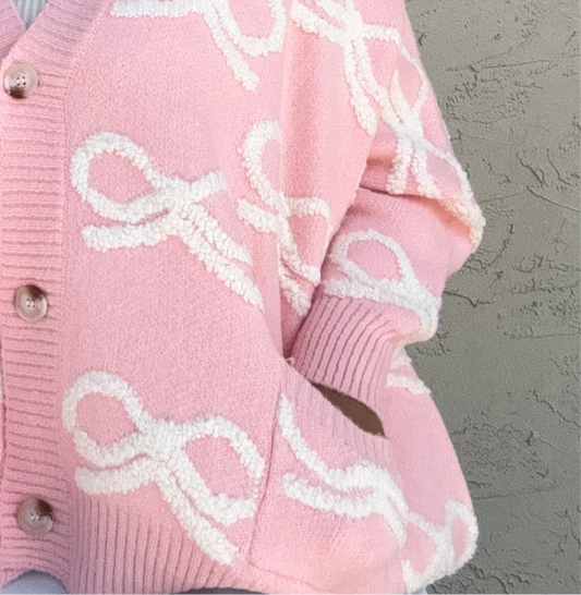 IT1670B Oversized Ribbon Sweater Cardigan