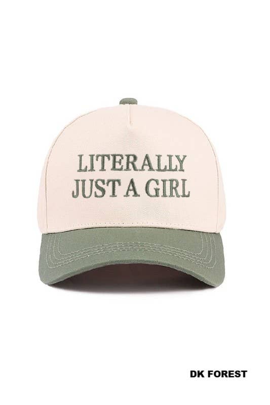 Literally Just A Girl Two Tone Canvas Cotton Cap